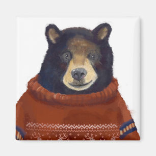 Red Reindeer Sweater Bear Magnet