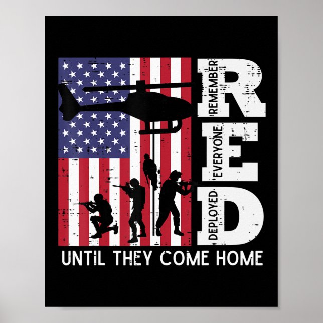 RED Remember all Deployed Flag Helicopter Mem Poster (Vorne)