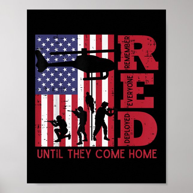 Red Remember all Deployed Flag Helicopter Mem Poster (Vorne)