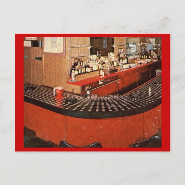 Red Retro Bar Vintag Postkarte (Vorderseite)