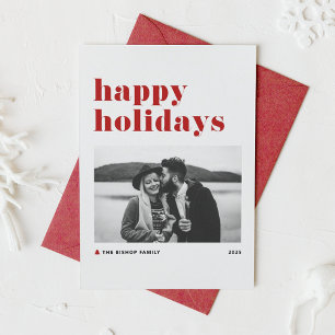 Red Retro Bold Typografy Foto Happy Holidays Feiertagskarte