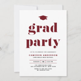 Red Retro Bold Typografy Graduation Party Einladung