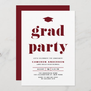 Red Retro Bold Typografy Graduation Party Einladung