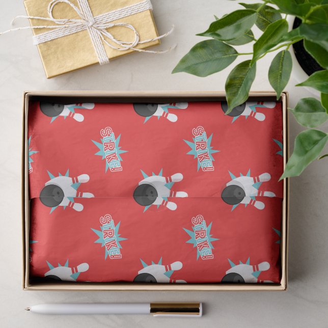 Red Retro Bowling Party Tissue Paper Seidenpapier (Geschenk)