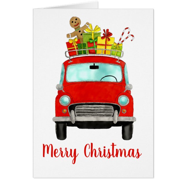 Red Retro Car mit Weihnachtsgeschenken (Vorne)