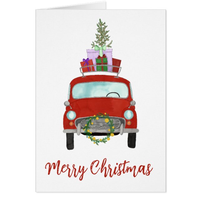 Red Retro Car mit Weihnachtsgeschenken (Vorne)