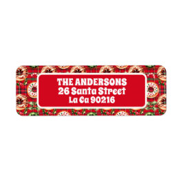 Red Retro Christmas Donuts Red Tartan Kariert