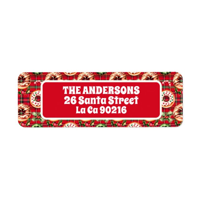 Red Retro Christmas Donuts Red Tartan Kariert (Vorne)