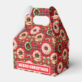 Red Retro Christmas Donuts Red Tartan Kariert Geschenkschachtel