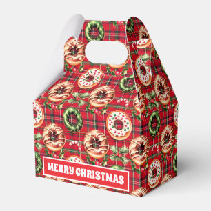 Red Retro Christmas Donuts Red Tartan Kariert Geschenkschachtel