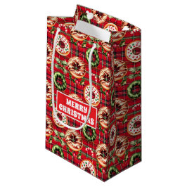 Red Retro Christmas Donuts Red Tartan Kariert Kleine Geschenktüte