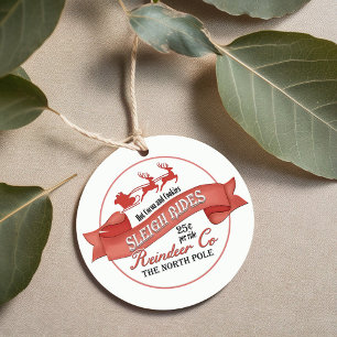 Red Retro Christmas Santa Custom Geschenkanhänger