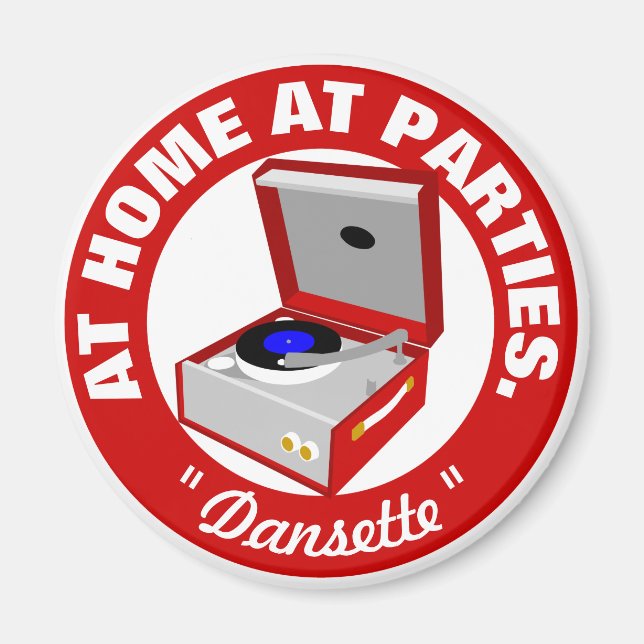 Red Retro Dansette Rekordspieler Magnet (Vorne)