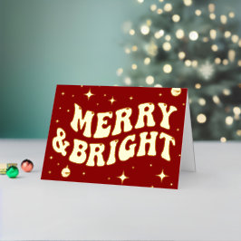 Red Retro Groovy Merry & Bright Christmas