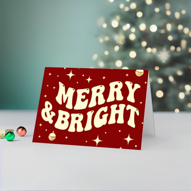 Red Retro Groovy Merry & Bright Christmas (Feiertag In Situ 2)