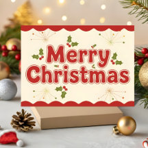 Red Retro Groovy Merry Christmas