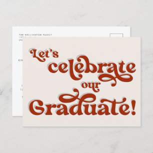 Red Retro Inspirierte Typografy Graduation Party I Postkarte