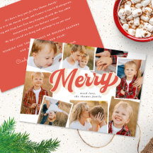 Red Retro Mercedes Collage Holiday Foto Card