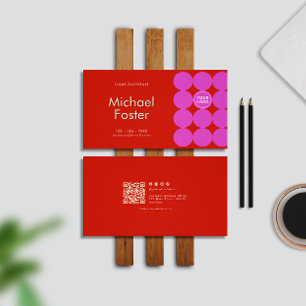 Red Retro Minimalistischer Scannercode Visitenkarte