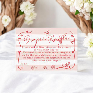 Red Retro Niedlich Diaper Raffle Lemons Kinderdusc Begleitkarte