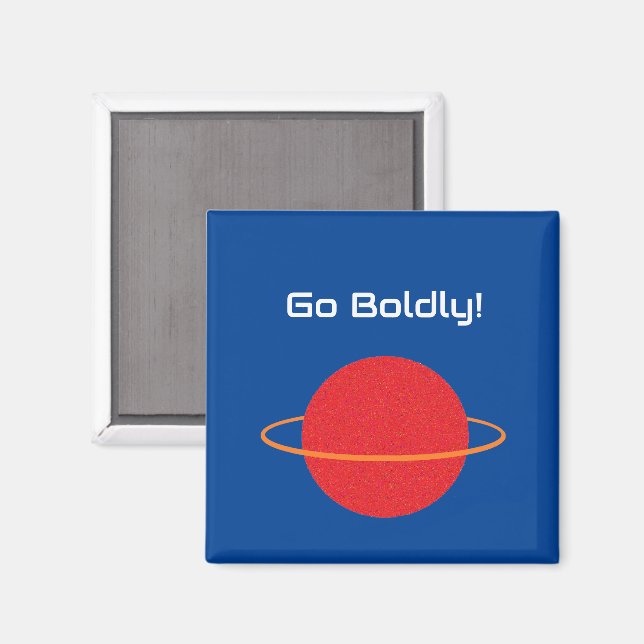 Red Retro Planet, Classic SciFi Space Cartoon Magnet (Vorderseite/Rückseite)