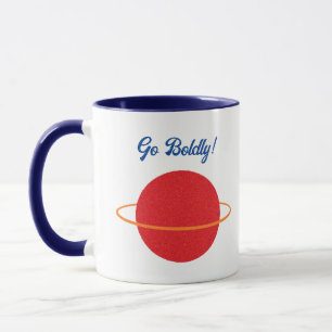 Red Retro Planet, Classic SciFi Space Cartoon Tasse
