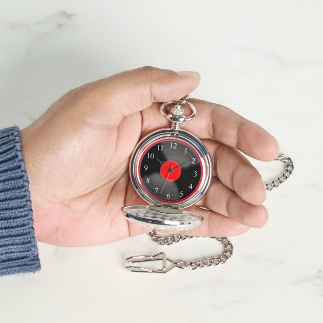 Red Retro Record Pocket Watch Armbanduhr (Hand)