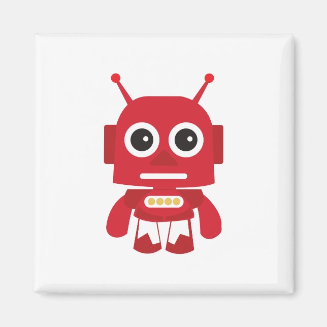 Red Retro Robot Magnet (Vorne)