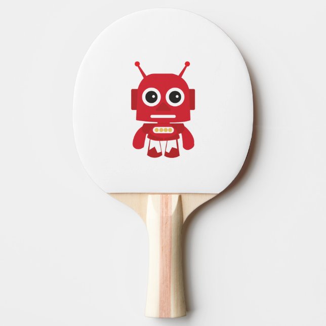 Red Retro Robot Tischtennis Schläger (Vorderseite)