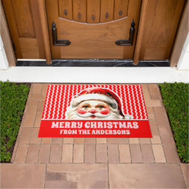 Red Retro Santa Claus Red Ric Rac Weihnachten Fußmatte