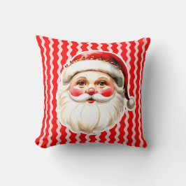 Red Retro Santa Claus Red Ric Rac Weihnachten Kissen