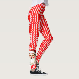 Red Retro Santa Claus Red Ric Rac Weihnachten Leggings