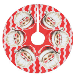 Red Retro Santa Claus Red Ric Rac Weihnachten Polyester Weihnachtsbaumdecke