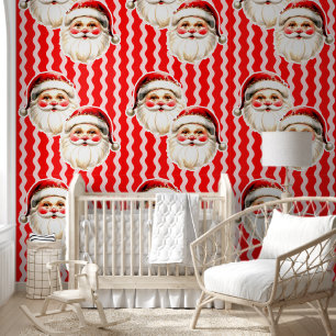 Red Retro Santa Claus Red Ric Rac Weihnachten Tapete