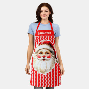 Red Retro Santa Claus Red Ric Rac Weihnachtsfeier Schürze