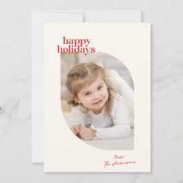 Red Retro Script Fun Family 1 Photo Feiertagskarte