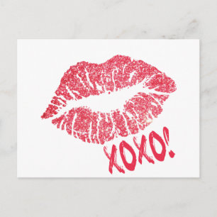 RED RETRO SUGAR LIPS XOXO POSTKARTE