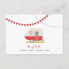 Red Retro Trailer & Bunting RSVP Karte