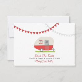 Red Retro Trailer & Hochzeit speichern das Datum Save The Date
