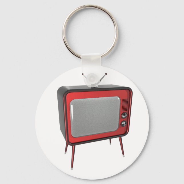 Red Retro TV Schlüsselanhänger (Vorderseite)