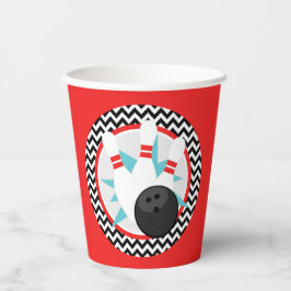 Red Retro Zickzack Bowling Paper Cups Pappbecher