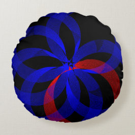 Red Revolving Accent Geometric Round Pillow Rundes Kissen