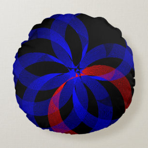 Red Revolving Accent Geometric Round Pillow Rundes Kissen