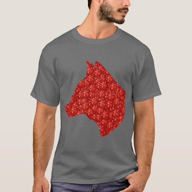 Red Rhinestone Dog Head friends T-Shirt (Vorderseite)