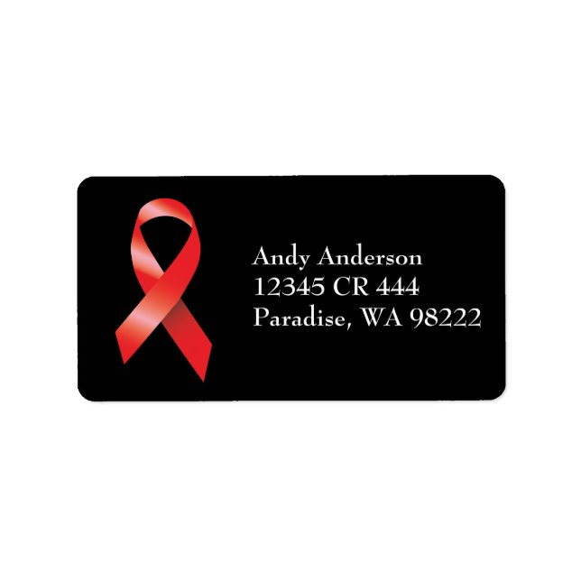 Red Ribbon AIDS Awareness Adressaufkleber (Vorne)