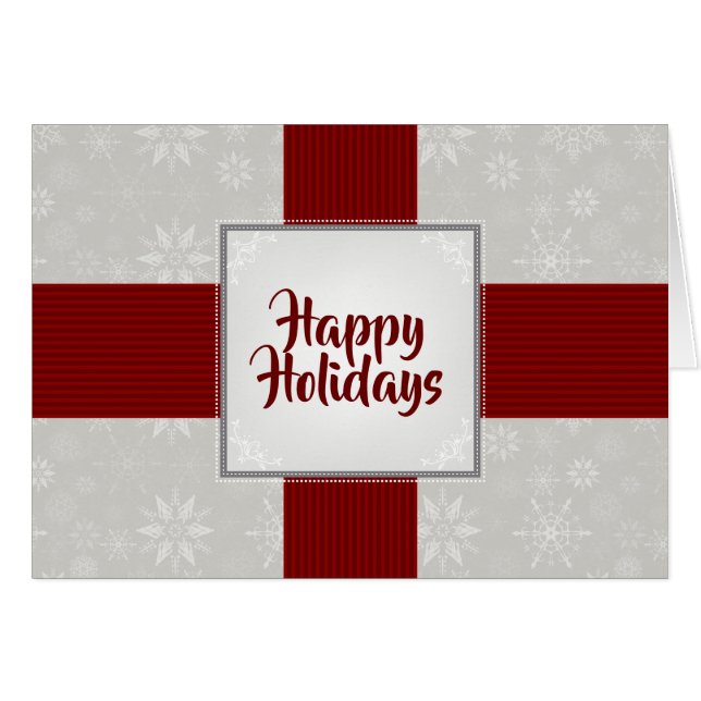 Red Ribbon and Snowflakes Gift (Vorderseite (Horizontal))