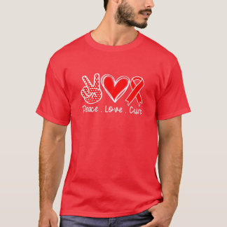 Red Ribbon Awareness Costume Drug Free Peace Liebe T-Shirt