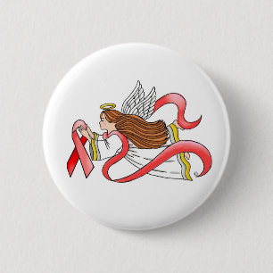 "Red Ribbon" Awareness Engel Button