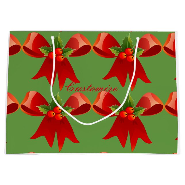 Red Ribbon Bow Holly Thunder_Cove Große Geschenktüte (Vorderseite)