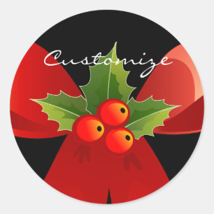 Red Ribbon Bow Holly Thunder_Cove Runder Aufkleber